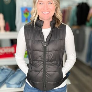 Black Puffer Vest Reversible